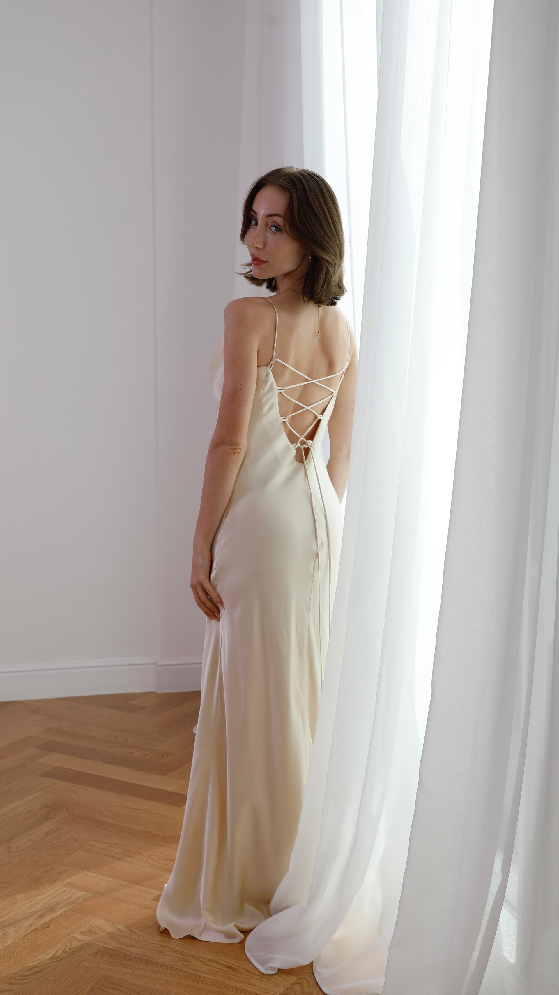 buttermilk silk dress Silk V-Neck Maxi Dress Buttermilk